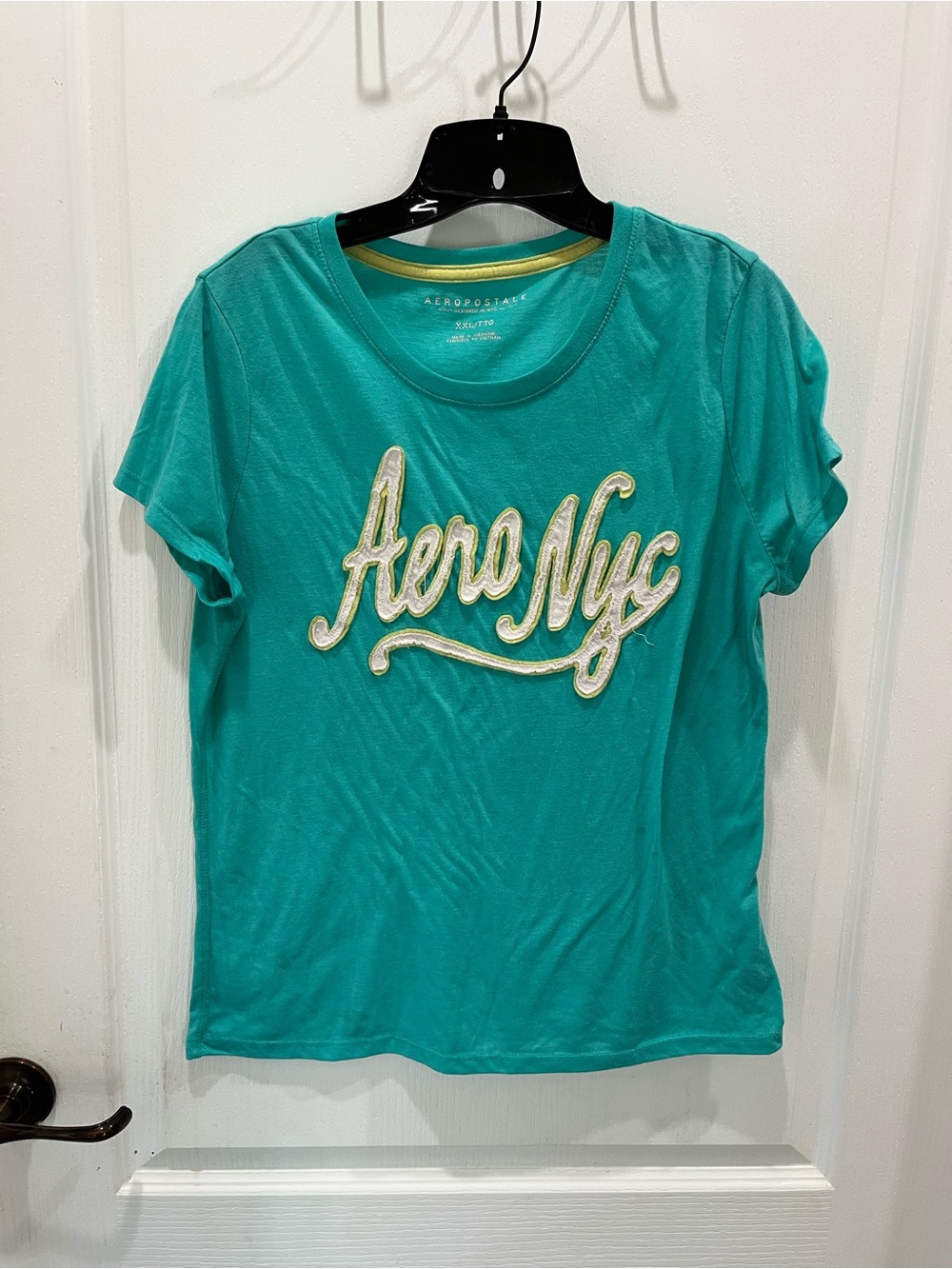 Aeropostale Teal Short Sleeve Script Logo Tee Y2K